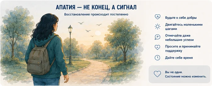 Апатия — не конец, а сигнал: восстановление происходит постепенно, маленькими шагами