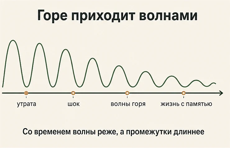 Сколько длится горе: волны горя со временем становятся реже и ниже — от утраты и шока к жизни с памятью