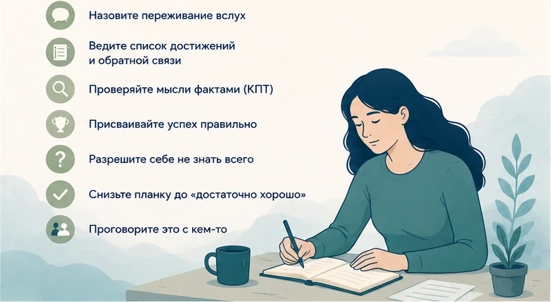 Способы справиться с синдромом самозванца: список достижений, факты против мыслей, право на ошибку, разговор