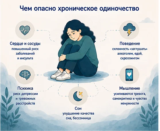 Чем опасно хроническое одиночество: сердце и сосуды, психика, сон, поведение, мышление