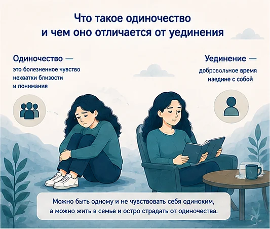 Чем одиночество отличается от уединения: болезненное чувство нехватки близости против добровольного времени наедине с собой