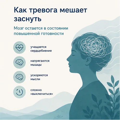 Как тревога мешает заснуть: мозг в состоянии повышенной готовности