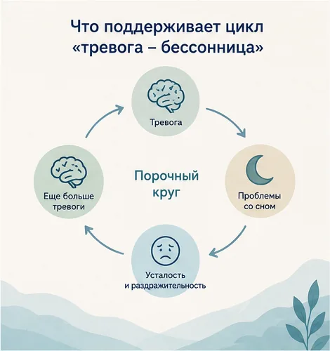 Порочный круг: тревога — проблемы со сном — усталость — ещё больше тревоги