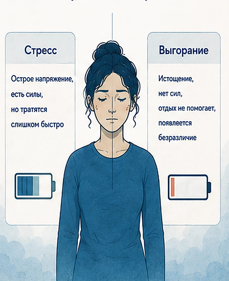 Чем стресс отличается от выгорания: острое напряжение против истощения