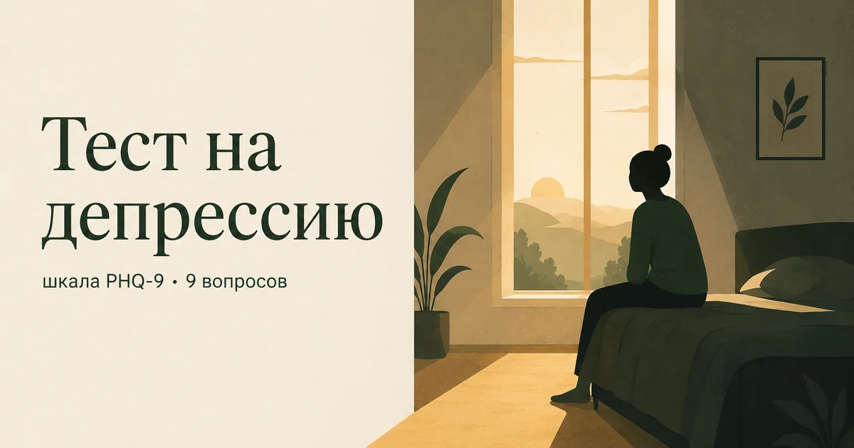 Тест на депрессию по шкале PHQ-9: фигура у окна на рассвете